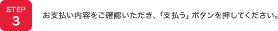 STEP3：お支払い内容をご確認いただき、「支払う」ボタンを押してください。